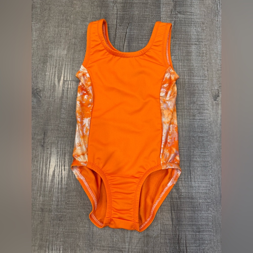 Vibrant Orange Kids One Piece leotard gymnastics/dance